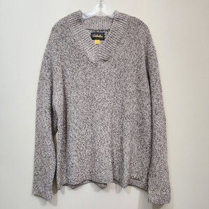 Cabela's cream & brown v-neck front long sleeve knit sweater men's size‎ XL